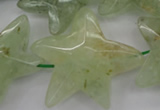 CFG920 30*33mm faceted & carved star green rutilated quartz beads