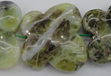 CFG938 15.5 inches 30*33mm carved butterfly yellow & green opal beads