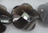 CFG948 32*33mm faceted & carved flower grey botswana agate beads