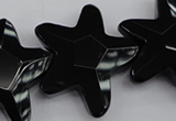 CFG954 15.5 inches 30*33mm faceted & carved star black agate beads