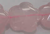 CFG967 15.5 inches 32*33mm faceted & carved flower rose quartz beads