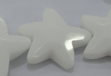 CFG969 15.5 inches 30*33mm faceted & carved star white porcelain beads