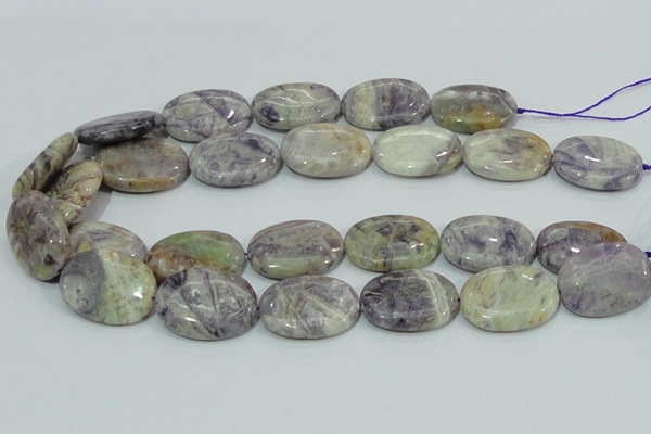 CFJ06 15.5 inches 22*30mm oval natural purple flower stone beads