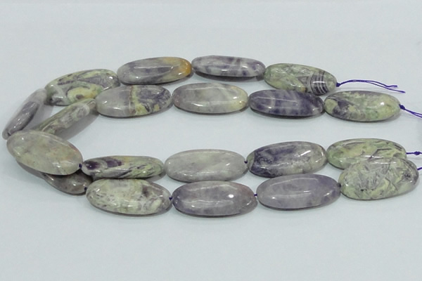 CFJ07 15.5 inches 20*40mm oval natural purple flower stone beads