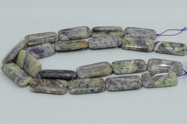 CFJ09 15.5 inches 20*40mm rectangle natural purple flower stone beads