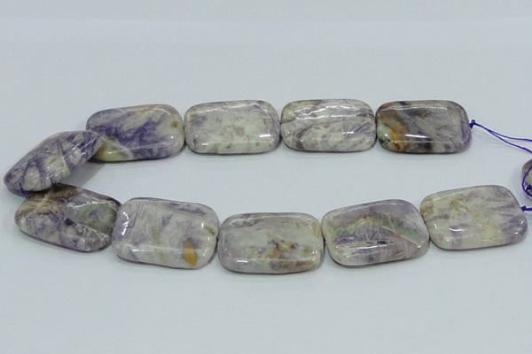 CFJ10 15.5 inches 30*40mm rectangle natural purple flower stone beads