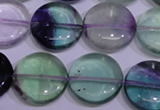 CFL1065 15 inches 18mm flat round natural fluorite gemstone beads