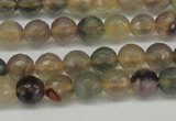 CFL1112 15.5 inches 8mm faceted round yellow fluorite gemstone beads