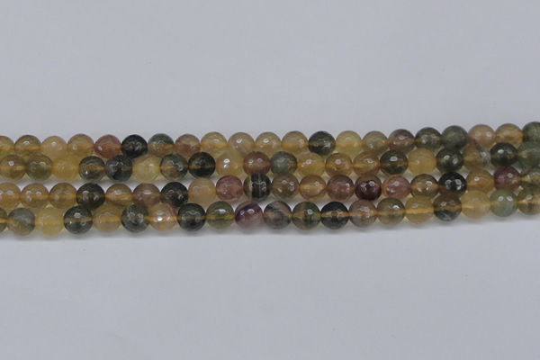 CFL1113 15.5 inches 10mm faceted round yellow fluorite gemstone beads