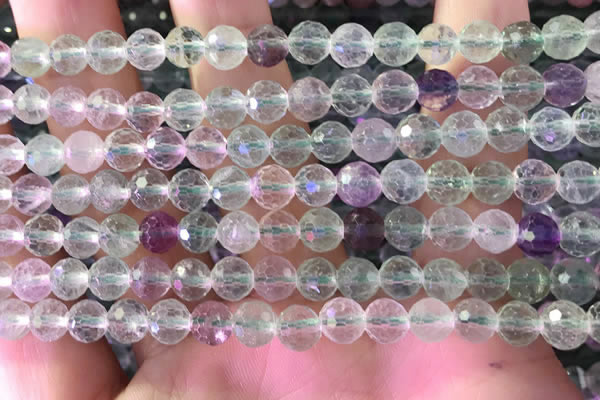 CFL1140 15.5 inches 6mm faceted round fluorite gemstone beads