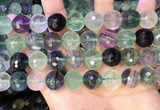 CLF1158 15.5 inches 12mm faceetd round fluorite gemstone beads