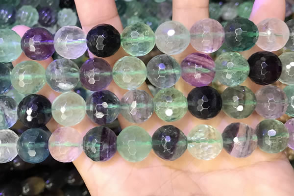 CLF1158 15.5 inches 12mm faceetd round fluorite gemstone beads