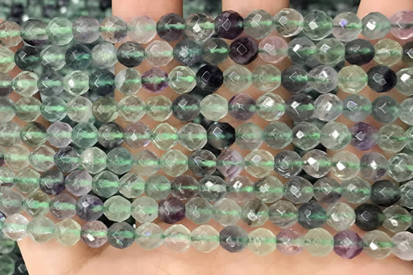 CLF1161 15.5 inches 6mm faceetd round fluorite gemstone beads