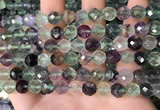 CLF1162 15.5 inches 8mm faceetd round fluorite gemstone beads