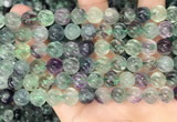 CLF1167 15.5 inches 8mm carved round fluorite gemstone beads