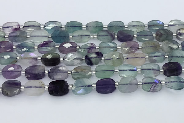 CFL1232 15.5 inches 8*10mm faceted rectangle fluorite beads