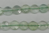 CFL132 15.5 inches 10mm faceted coin green fluorite beads