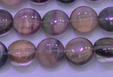 CFL1331 15.5 inches 10mm flat round purple fluorite gemstone beads