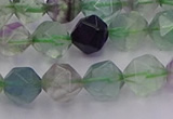 CFL1408 15.5 inches 10mm faceted nuggets fluorite gemstone beads