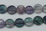 CFL163 15.5 inches 12mm coin natural fluorite beads wholesale