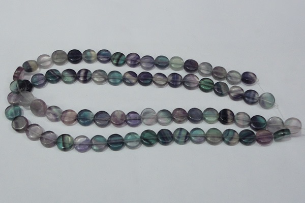 CFL163 15.5 inches 12mm coin natural fluorite beads wholesale