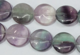 CFL165 15.5 inches 16mm flat round natural fluorite beads wholesale