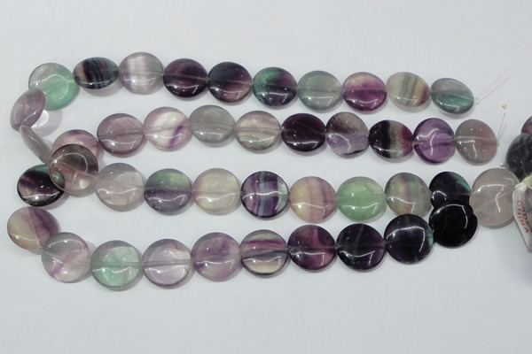 CFL166 15.5 inches 18mm flat round natural fluorite beads wholesale