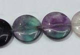 CFL167 15.5 inches 20mm flat round natural fluorite beads wholesale