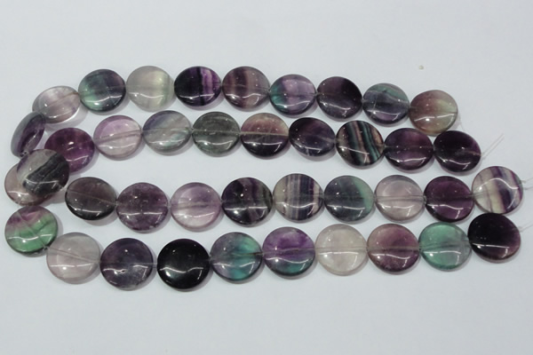 CFL167 15.5 inches 20mm flat round natural fluorite beads wholesale