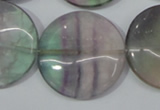 CFL169 15.5 inches 30mm flat round natural fluorite beads wholesale