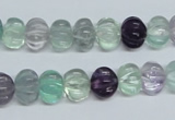 CFL300 15.5 inches 8*10mm carved rondelle natural fluorite beads