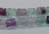 CFL305 15.5 inches 8*10mm carved column natural fluorite beads