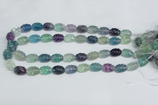 CFL306 15.5 inches 12*16mm carved rice natural fluorite beads