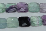 CFL319 15.5 inches 14*14mm faceted square natural fluorite beads