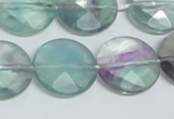 CFL320 15.5 inches 20mm faceted coin natural fluorite beads