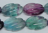 CFL321 15.5 inches 16*24mm carved oval natural fluorite beads