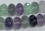 CFL341 15.5 inches 10*14mm faceted rondelle natural fluorite beads