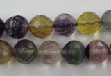 CFL405 15.5 inches 12mm faceted round rainbow fluorite beads