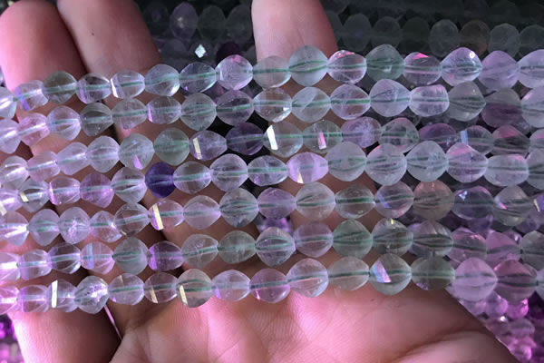 CFL416 15.5 inches 6mm faceted nuggets fluorite gemstone beads