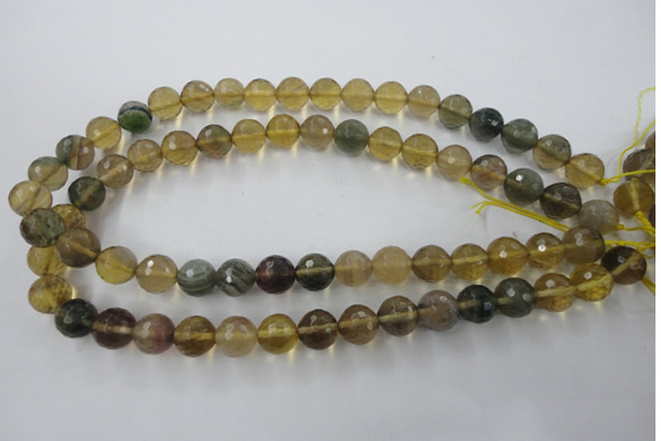 CFL455 15.5 inches 12mm faceted round rainbow fluorite beads