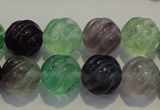 CFL458 15.5 inches 14mm carved round natural fluorite beads