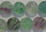 CFL459 15.5 inches 16mm carved round natural fluorite beads