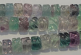 CFL471 15.5 inches 6*8mm carved rondelle natural fluorite beads