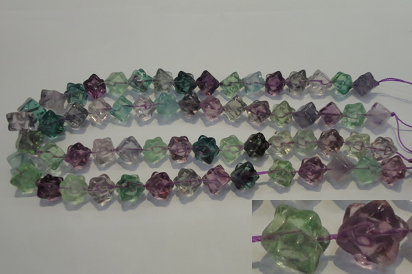 CFL482 15.5 inches 10*10mm carved cube natural fluorite beads