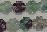 CFL493 15.5 inches 15mm carved flower natural fluorite beads