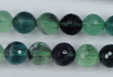 CFL54 15.5 inches 12mm faceted round AB grade natural fluorite beads