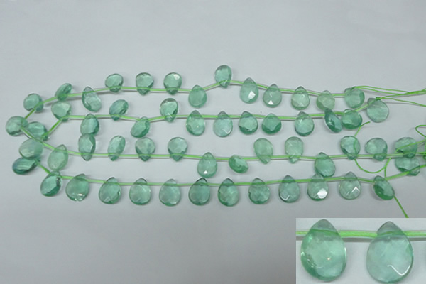 CFL650 Top-drilled 10*14mm faceted briolette green fluorite beads