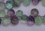 CFL703 Top-drilled 9*11mm teardrop natural fluorite beads wholesale