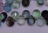 CFL705 Top-drilled 9*11mm faceted briolette natural fluorite beads