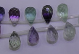 CFL708 Top-drilled 8*12mm faceted teardrop natural fluorite beads